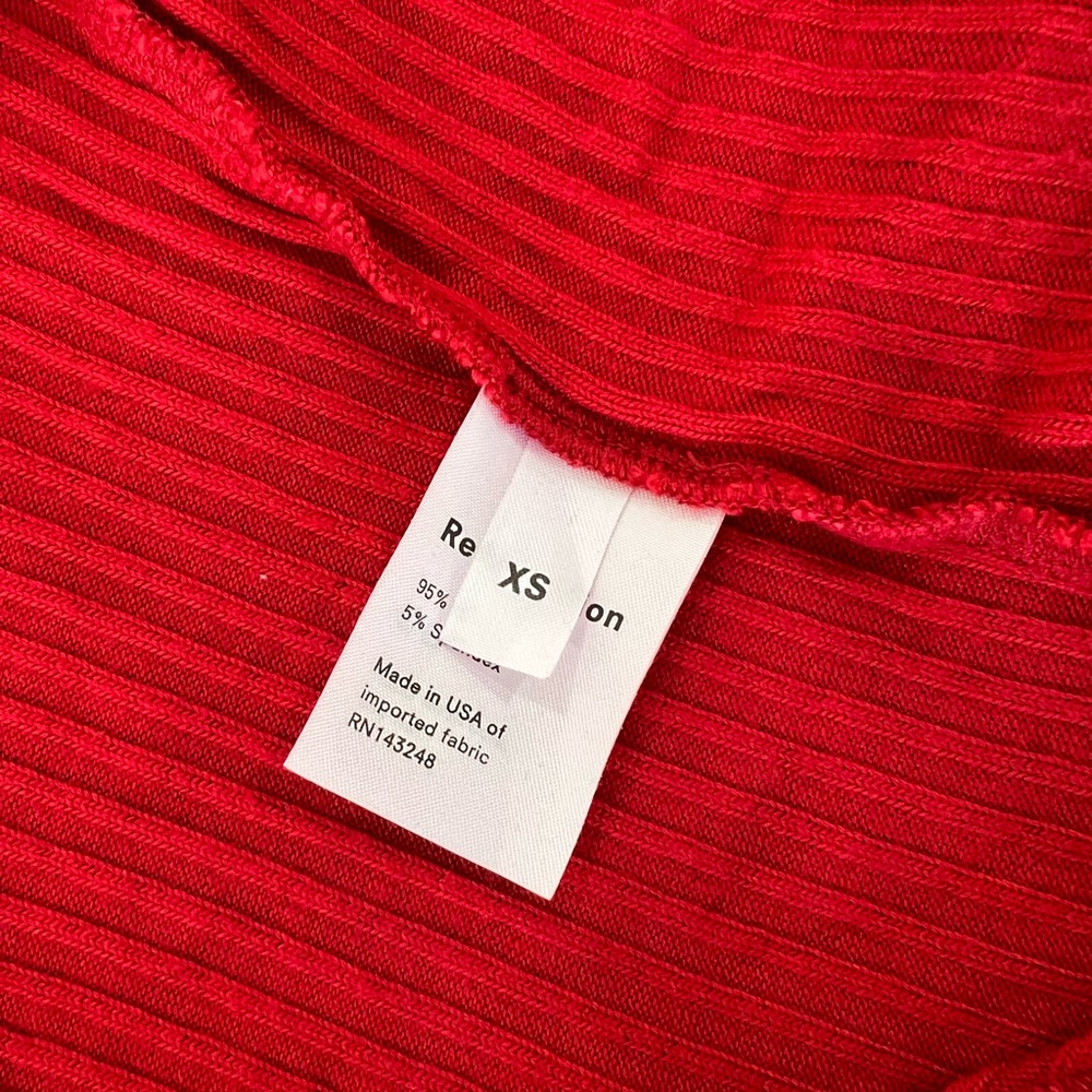 Reformation Red Ribbed Wrap Blouse - Picture 2 of 3